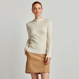 Ellen Tracy Mock Neck Flutter Sleeve Sweater